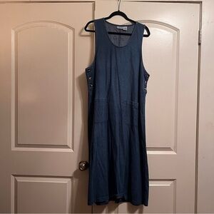 💚 BOGO FREE 💚 100% Cotton Blue Jean Denim Sleeveless Midi Dress Size 14